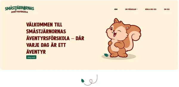 Skärmbild av Småstjärnornas Äventyrsförskolas webbplats